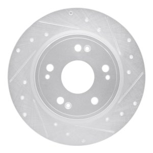 Honda CR-Z Brake Rotor (1) - Rear Right - R1 Concepts - Drilled & Slotted - Silver - 2016